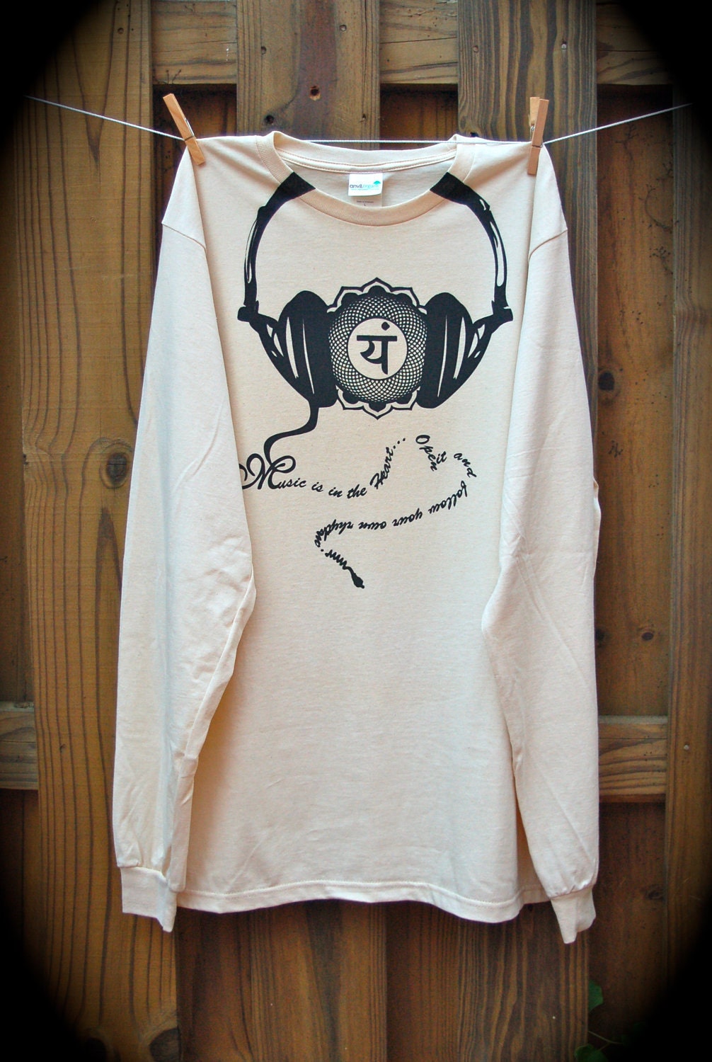 Men's Organic Long Sleeve Tshirt, Size Large, Screenprinted, Eco Friendly, Handmade