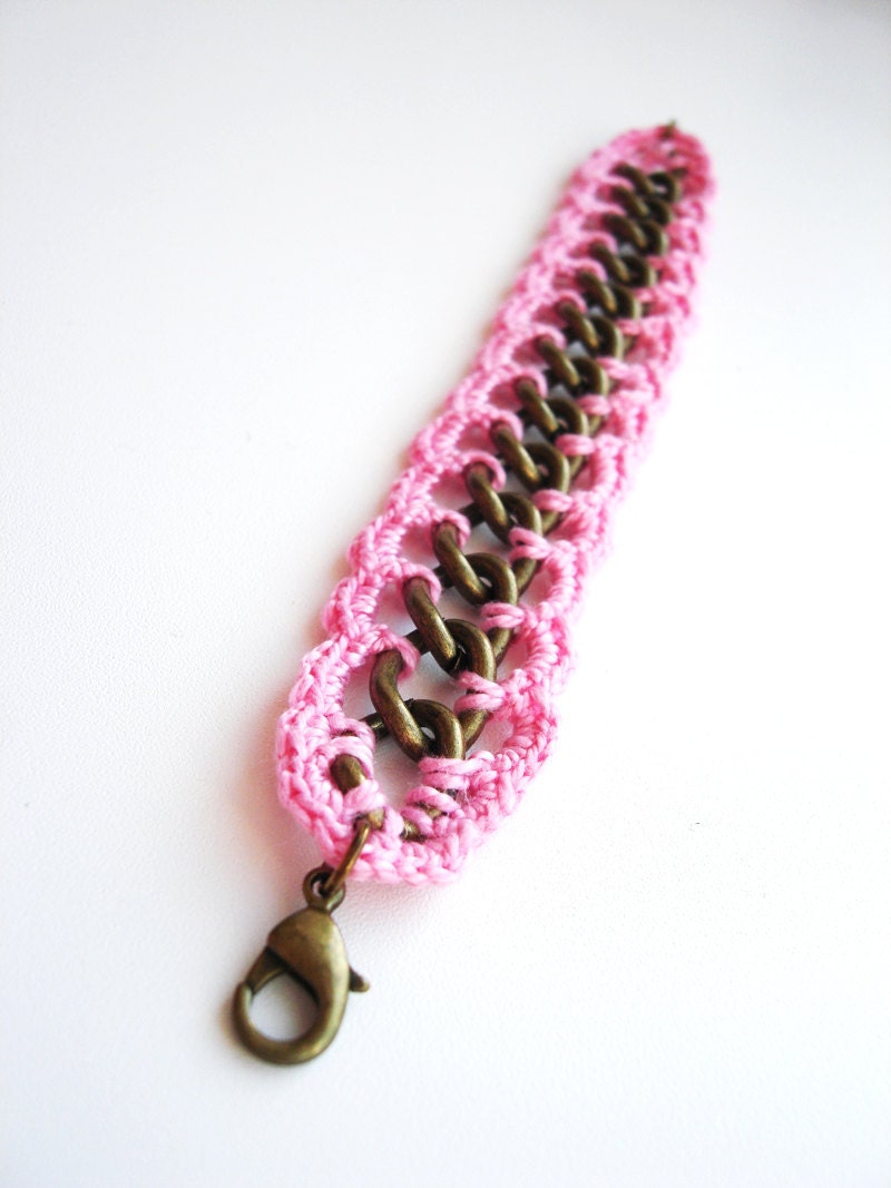 Romantic Pink Crochet Chain Bracelet / BUY 3 GET 4 - CrochetPocket