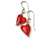 Red Hot Wild Heart Swarovski Crystal 14K Gold Filled Earrings