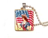 4th july  scrabble tile pendant  , America flag jewelry , Independence day pendant