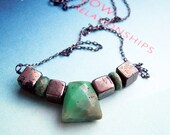 Instinct - Chrysoprase and Pyrite - Oxidized Silver - Modern and Unique Necklace