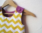 The Ava Dress - toddler girls dress in gold yellow geometric chevron and purple / mod spring fashion (ready to ship, size 2T)