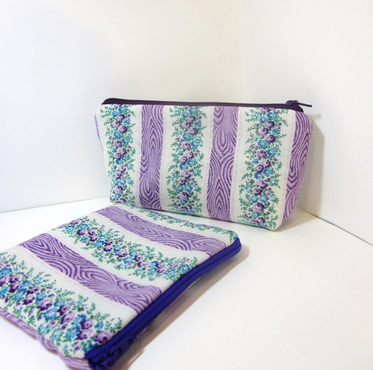 Purple Flowers Pouch Set