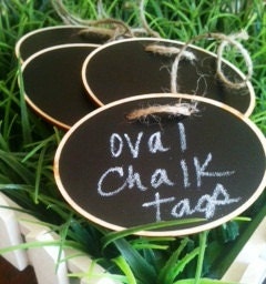 Oval Wood Chalkboard Labels - set of 4 - Basket Labels, Chalkboard Tags, Wedding Chalkboards, Rustic Wedding
