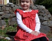 Red Dot ruffled sweetheart dress. Made to order. sizes nb-6