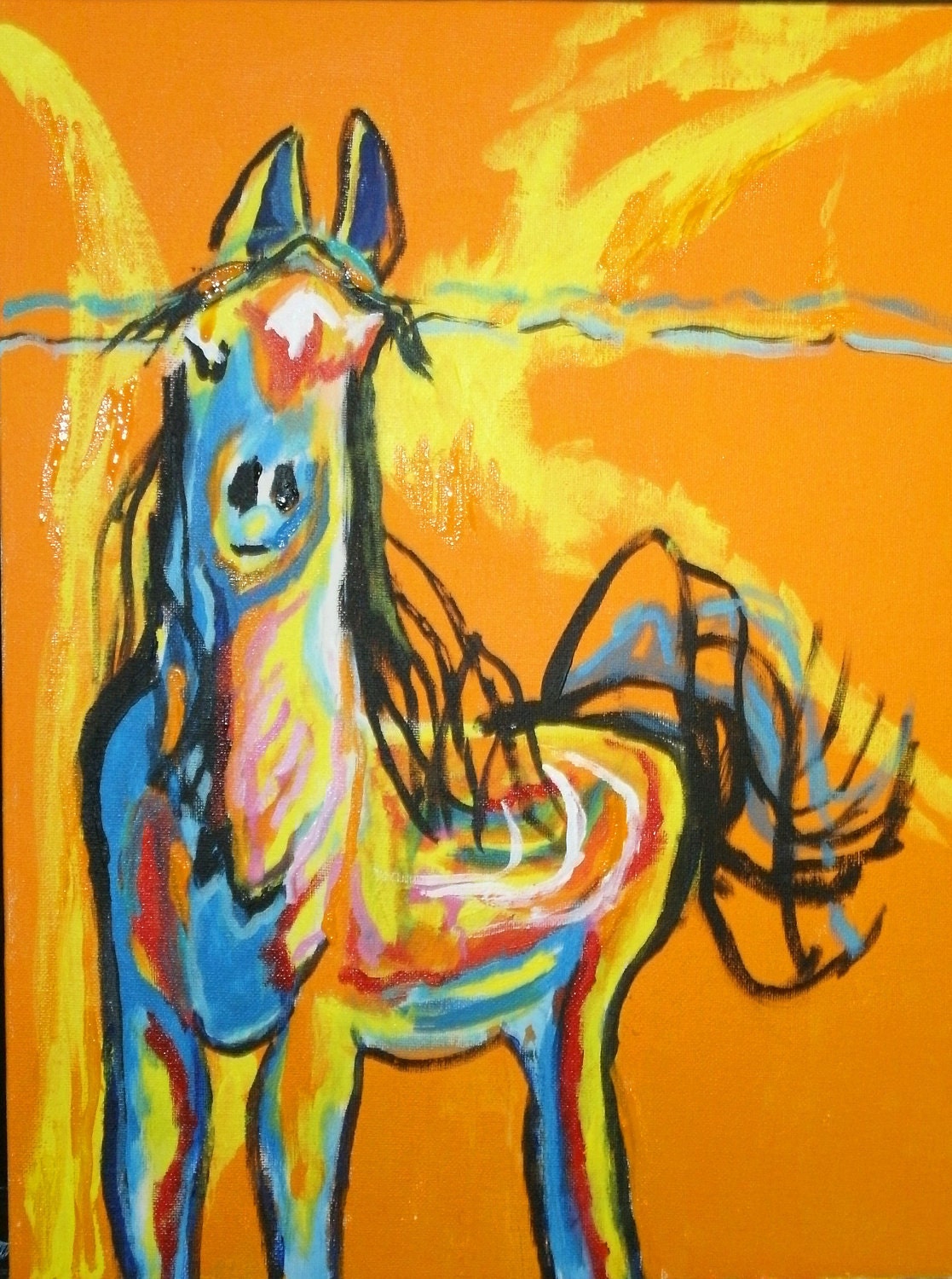 A Wild stallion 16X12 on canvas board