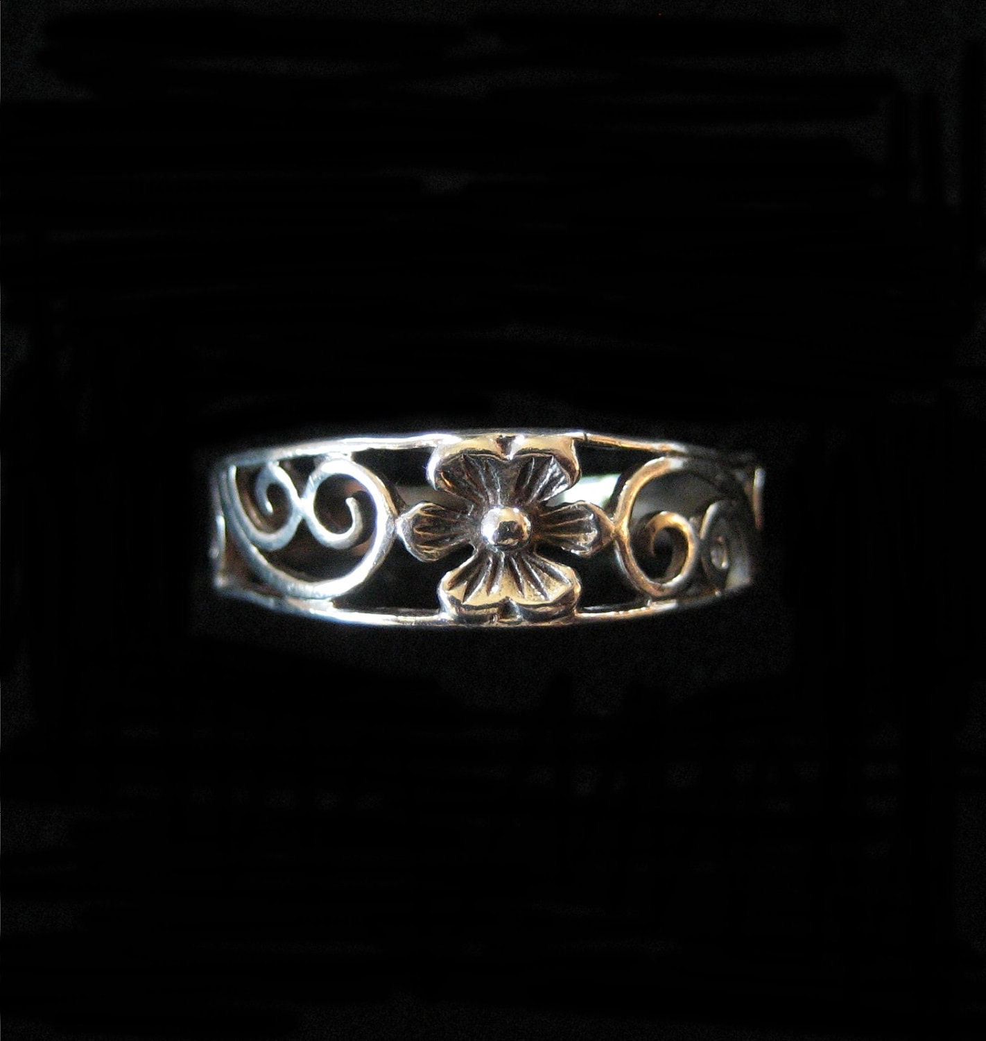 Sterling Silver Cut Out Band Ring, Size 8