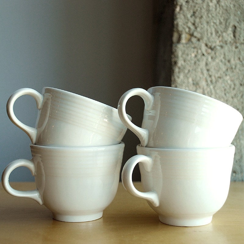 Vintage Fiesta Tea Cups - White - Set of Four