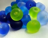 Etched Translucent Sea Glass Like Lampwork Beads