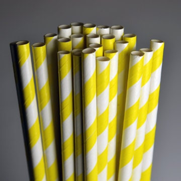 Stripe Yellow Party Paper Straws - Cake Pop Sticks - Pixie Sticks - Qty 25 Il_170x135
