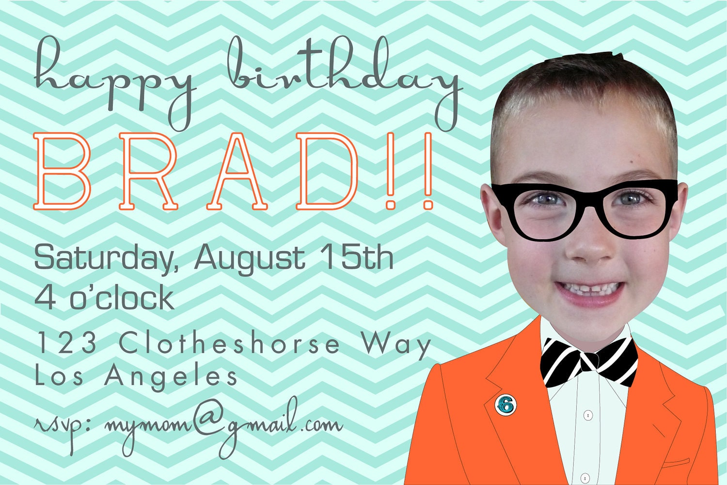 Invitation:  Stylish Birthday Party  - Printable and Personalized For A Boy