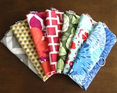 Bridesmaid Gifts - Set of 7 Jewelry Travel Organizer Clutches - Custom fabric/colours