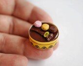 French style chocolate cake with macarons
