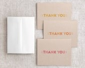 Spring Thank You Cards, Set of 6 - Coral Red, Orange, Yellow - Eco Friendly Typography Cards