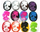 12 Skeleton Cameo Cabochons