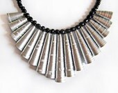 Silver necklace - Bridal jewelry - Wedding jewelry - First anniversary gift - Bridal, wedding, silver, metallic, black, white, romantic