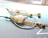 Criminally Chic- Mixed Metal Rutilated Quartz and Chains Earrings