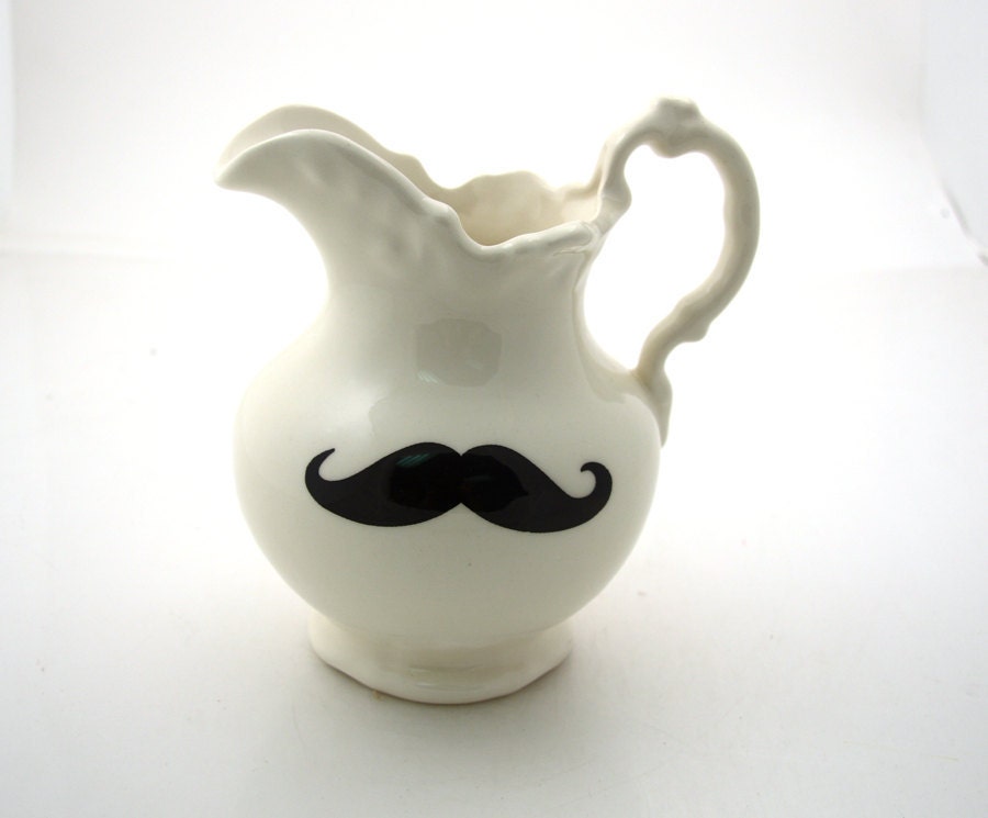 Mustache Pitcher vintage kiln fired