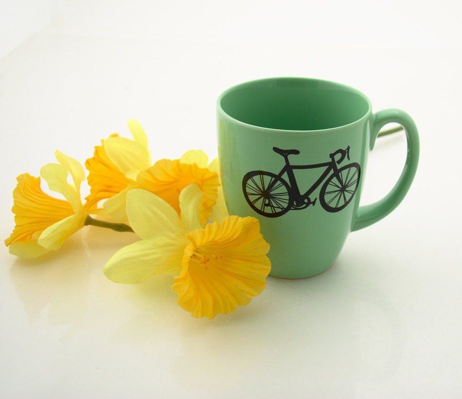 SALE Spring Green Bike Mug 50 percent off
