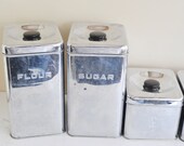 Four Piece Stainless Steal Canister Set Flour Sugar Coffee Tea by Lincoln Beautyware