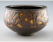Etched Porcelain Bowl With Calligraphic Design