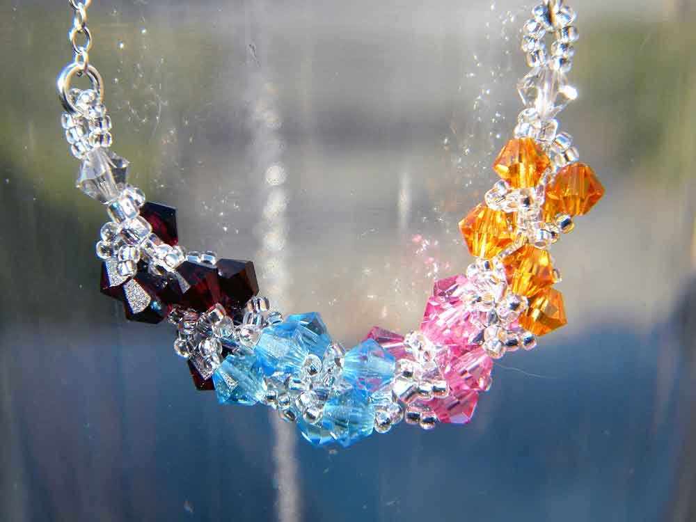 Swarovski Crystal Mother's Birthstone Necklace, Sterling Silver by Whimsy Beading