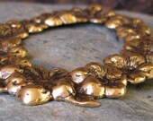 Flower Frame Metal Stamping Jewelry Findings Antique Gold - CO032 - 1 piece