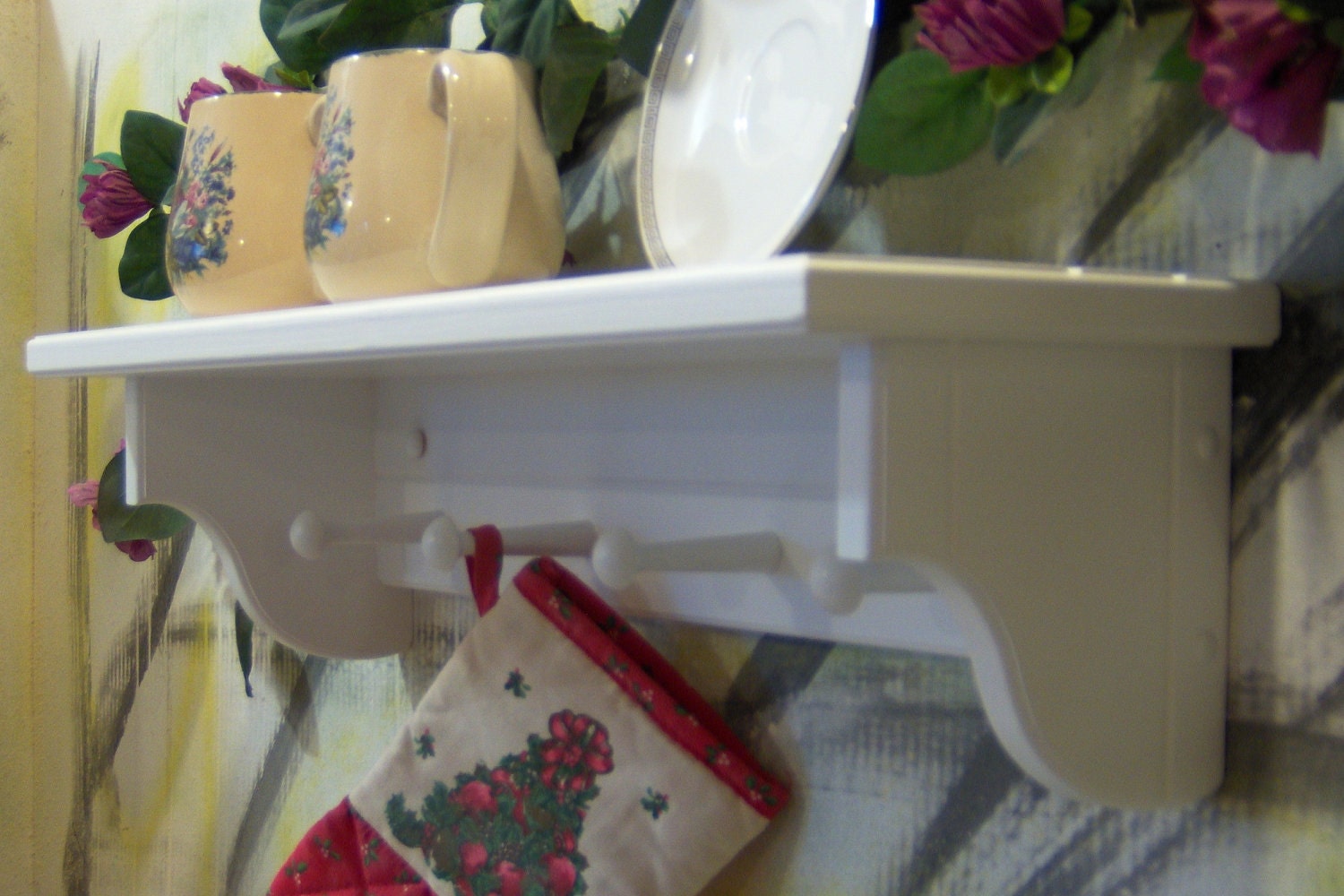 Chose color 26" wooden shelf for knik knack, plates and pictures kitchen original design USA