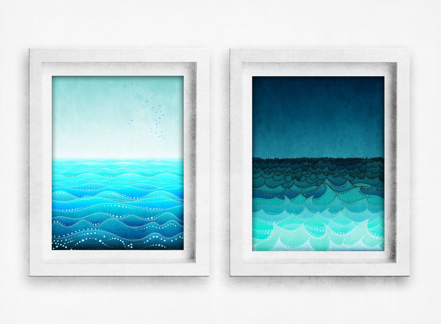 Sea soul  - Art illustration - Turquoise art print  - Love decor - Love, turquoise, blue, sea, water, ocean - tubidu