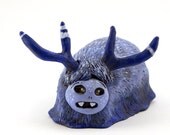 Blue Monster Polymer Clay with Antlers