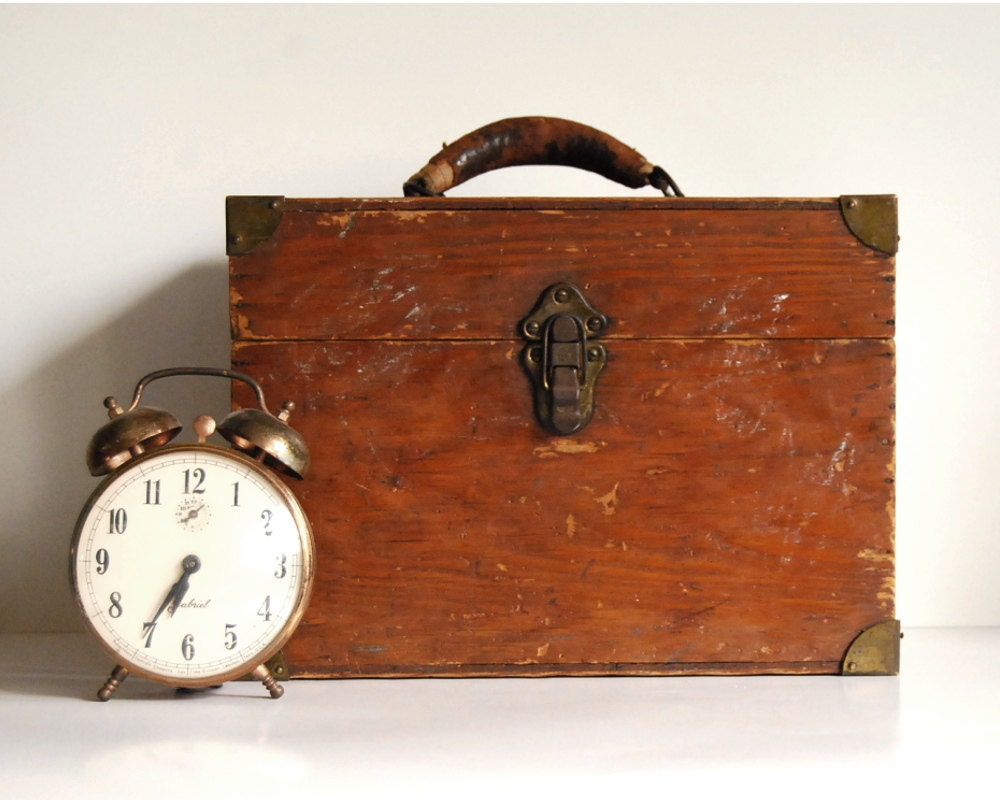 Vintage Wood Box Rustic File Box / Storage Container