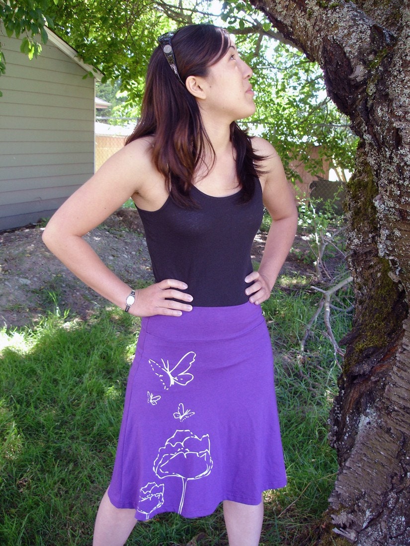 ON SALE Butterfly Skirt Organic Cotton and Soy Purple SMALL