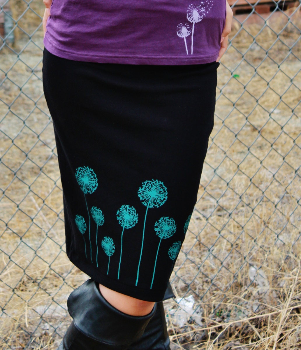 Dandelion Pencil Skirt Black Cotton Size MEDIUM