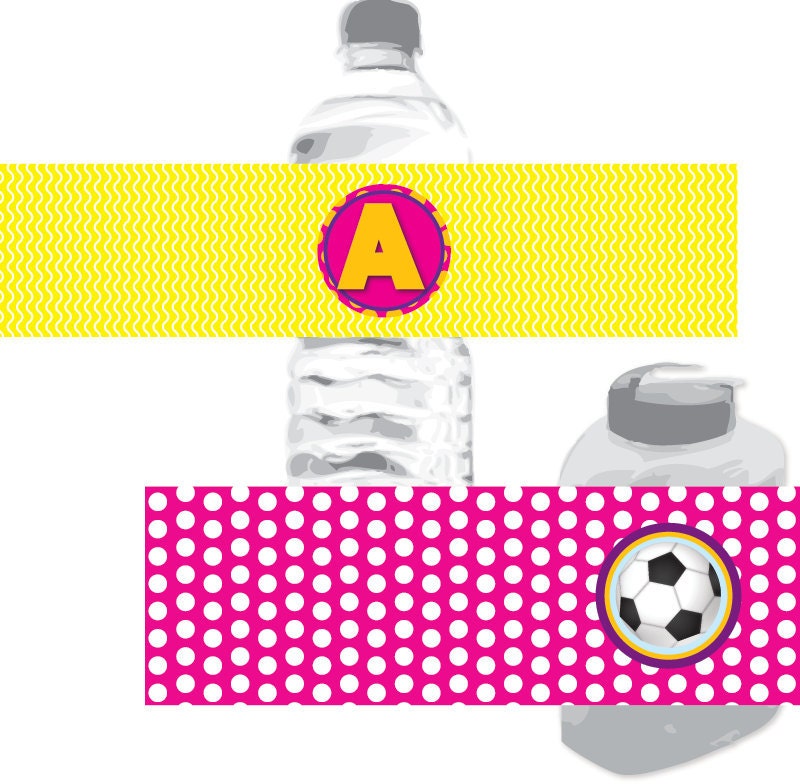 Soccer Party Water Bottle and Juice Box Wrappers