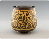 Etched Porcelain Tea Cup Tumbler With Black Interior