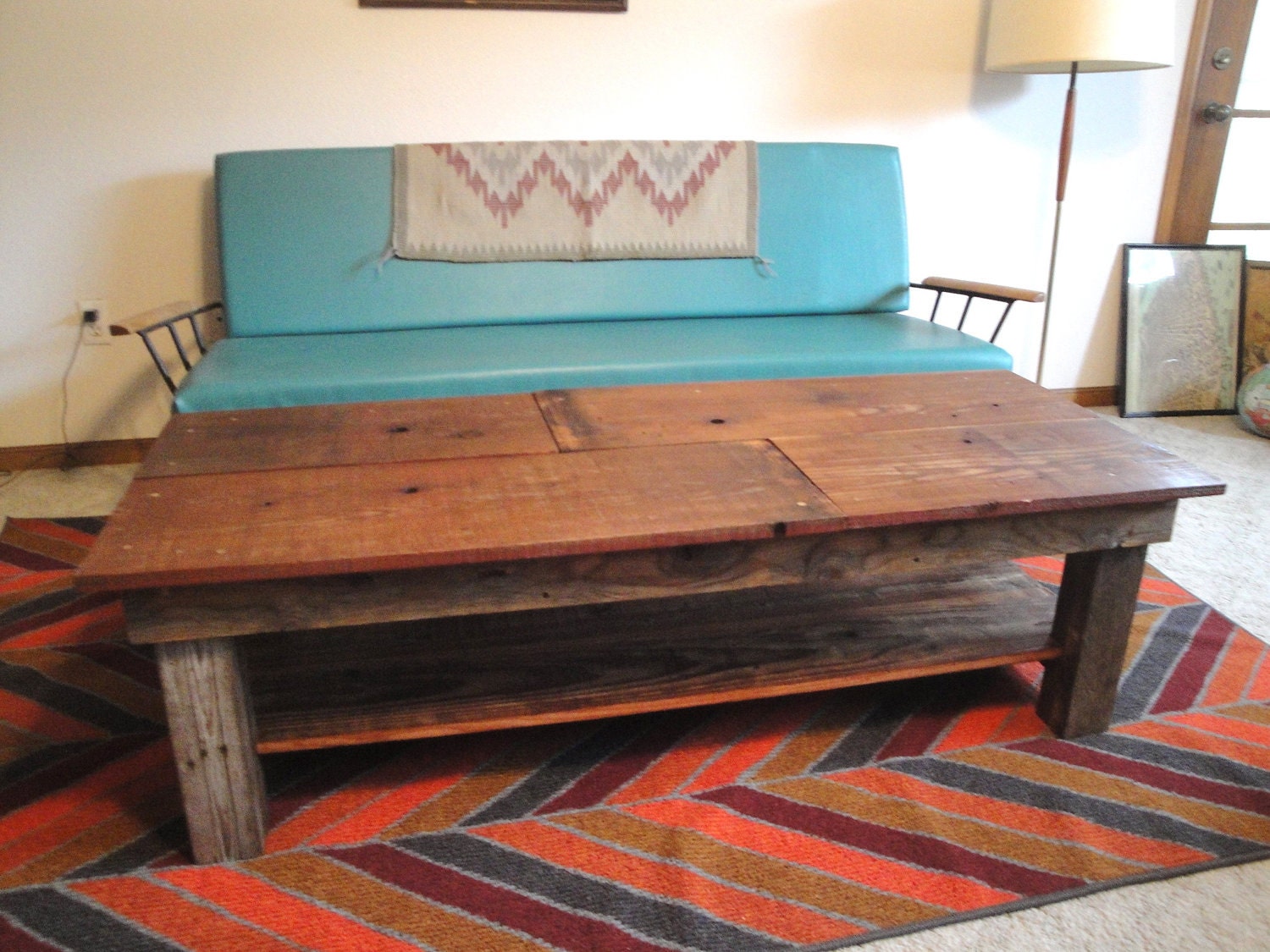 SAWTOOTH Custom Handmade Reclaimed Wood Coffee Table with shelf sample