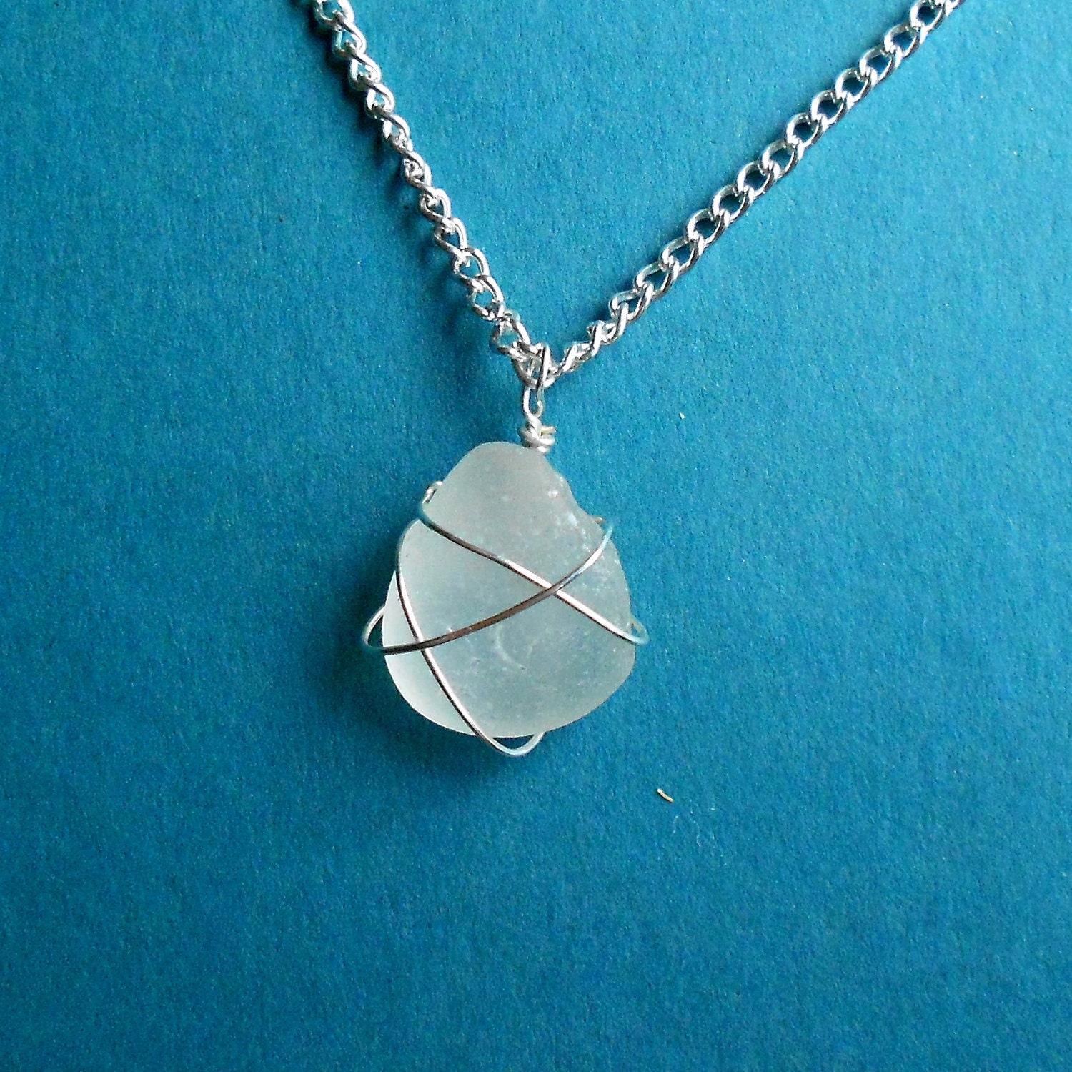 Authentic Sea Glass Necklace on Silver Chain
