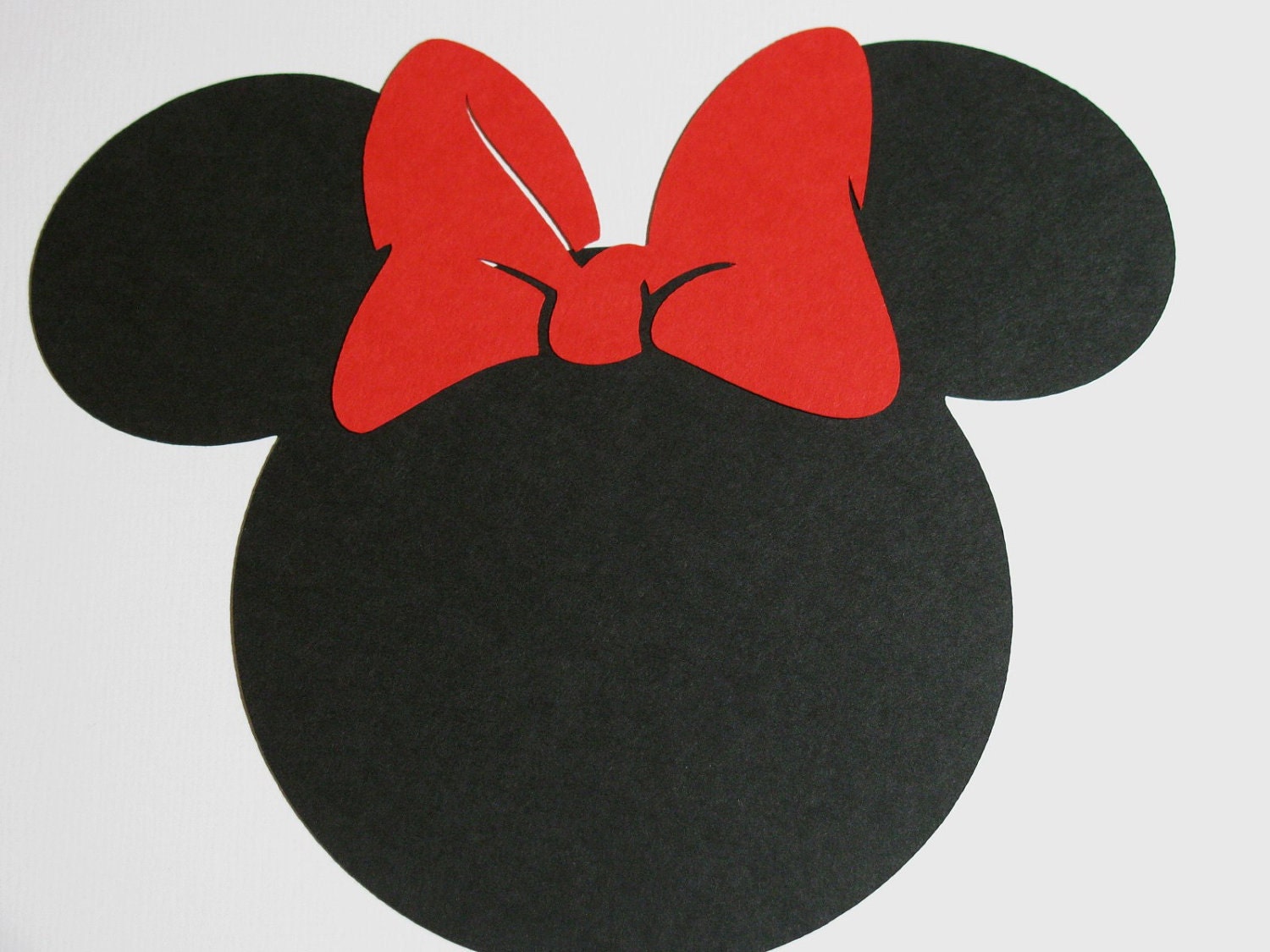 12 pack -7" Minnie Mouse ears with a RED bow- DIY Invitations,banners, favor tags, labels, Thank you cards