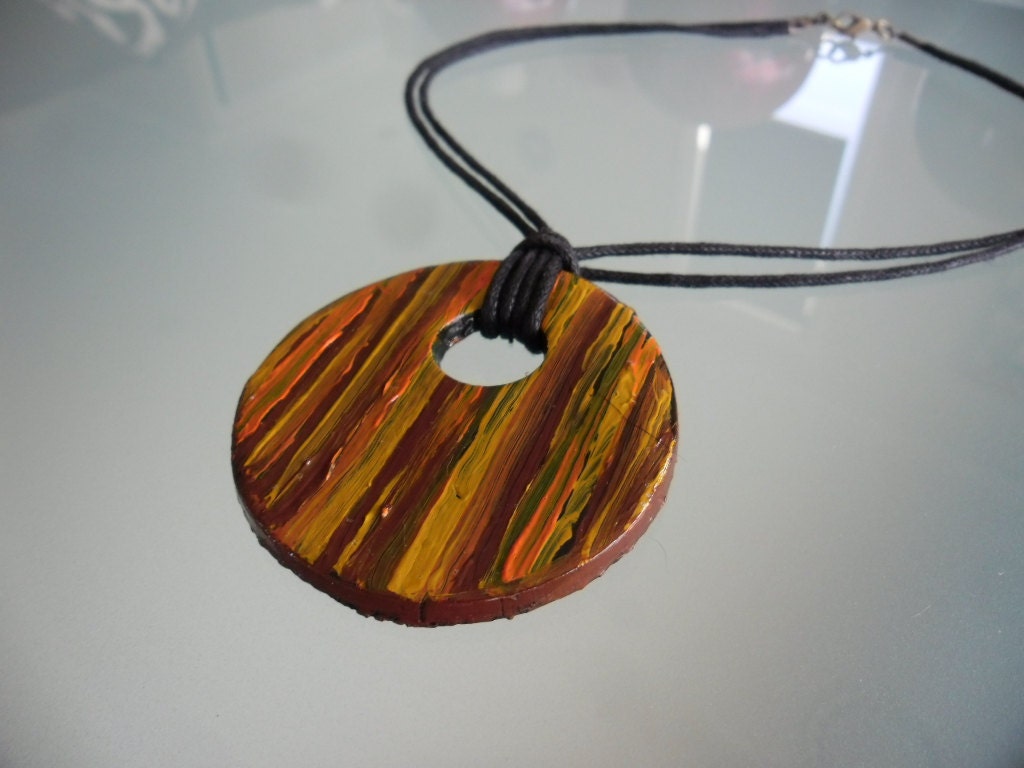 polymer clay pendant rugged and retro