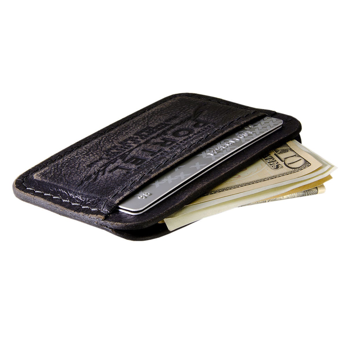 RETROMODERN aged leather Credit Card wallet - - DARK MARINE