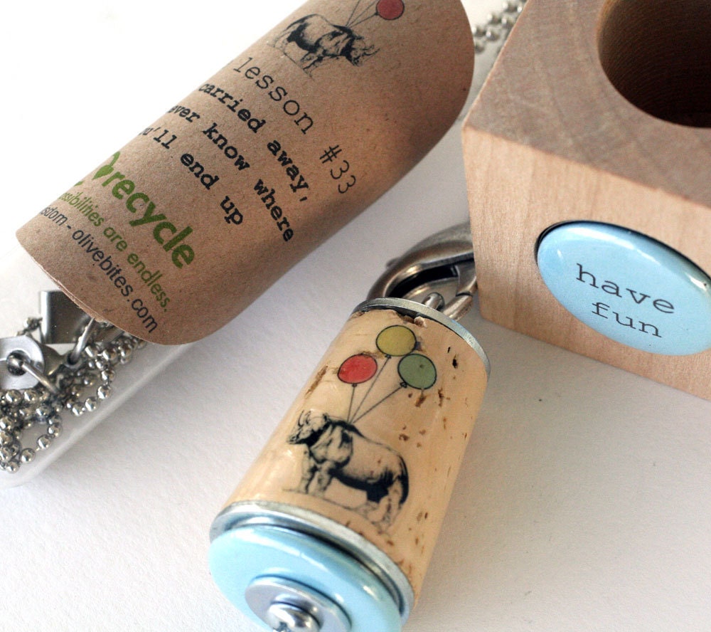 Rhino Fun Necklace - Recycled Cork Jewelry in Test Tube - GET CARRIED AWAY by Uncorked