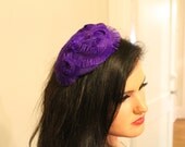 Retro Showgirl Inspired Fascinator / Imperial Purple Ostrich Feather Swirl Keeps Audience Begging For More