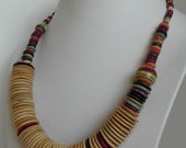 Revamped Vintage Chunky Colorful Rainbow Hippie Boho Wood Summer Necklace