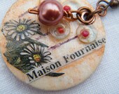 French Inspired  Floral Decoupage Earrings
