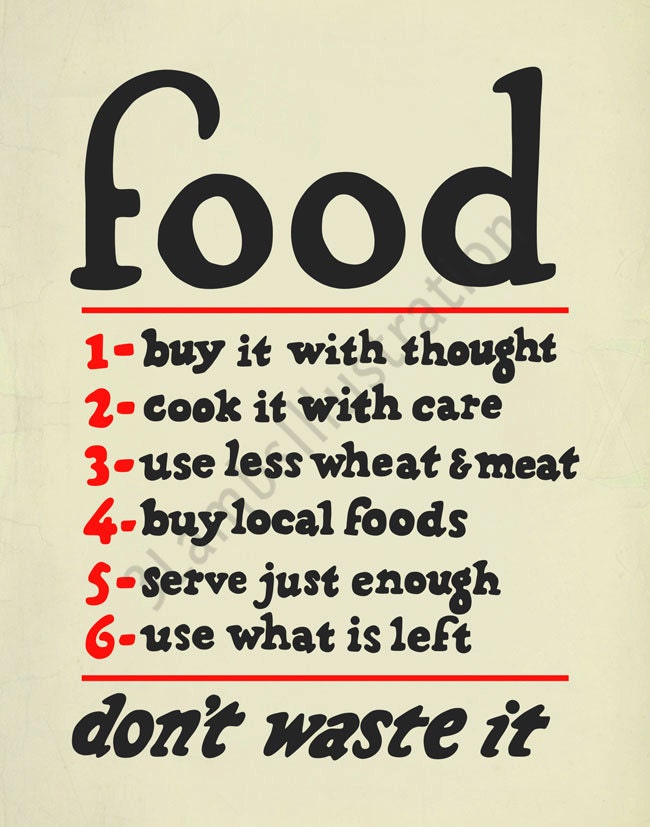 Food Buy It With Thought Vintage-Based 11 x 14 Print Red Orange Black