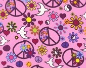 Iota Fabric Peace Doves Sorbet Pink, Designer Fabric,  21 inches, Sale