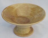 Earth Tone Baptismal or Fruit Bowl on Pedestal Stoneware Pottery