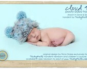 Baby Boy Hat Photography Prop Handknit Baby Hat for Photo Shoot Cloud 9 Poofy Baby Hat by TrickyKnits in Dove Gray Sky Blue Photo Prop