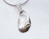 Silver Small Yin Pendant with Gold Heart