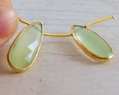 Bezel Set Green Chalcedony Gold Vermeil matched pair brios